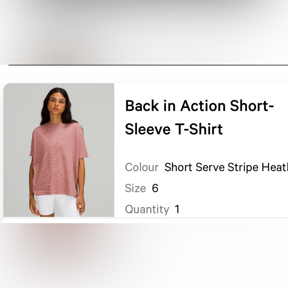 Lululemon Back in Action short sleeve shirt - size 6